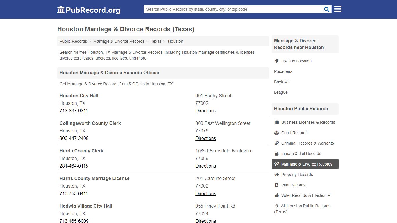 Houston Marriage & Divorce Records (Texas) - PubRecord.org